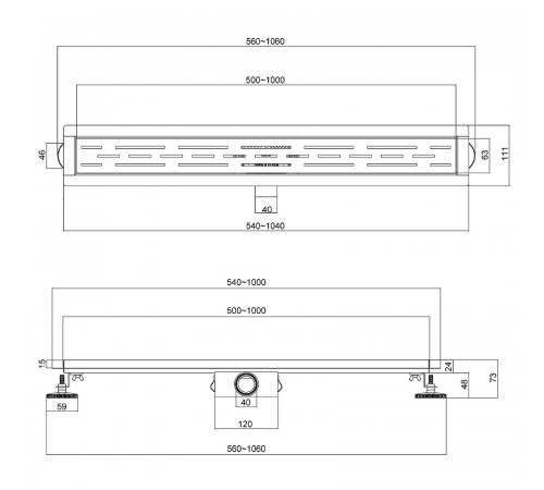 Душевой лоток Esbano Meta 60 M-NICE-60MB ESTRMETNICE60MB с Черной матовой решеткой