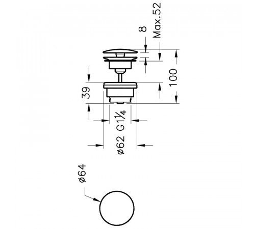 Донный клапан Vitra Syphon A45148 Хром