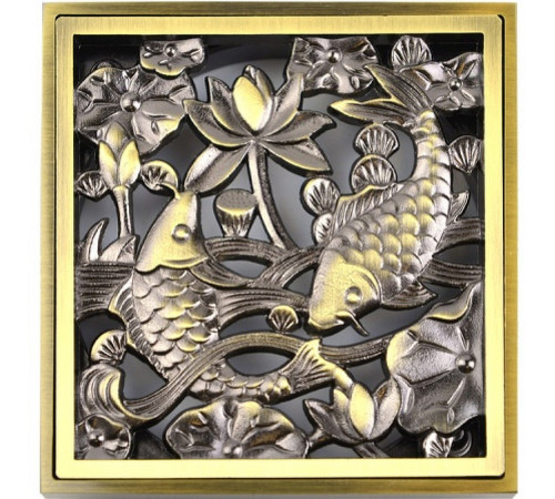 Решетка для трапа Bronze de Luxe Рыбы 10x10 21980 Бронза