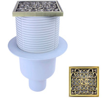 Душевой трап Bronze de Luxe Узоры 21962-57 с решеткой Бронза