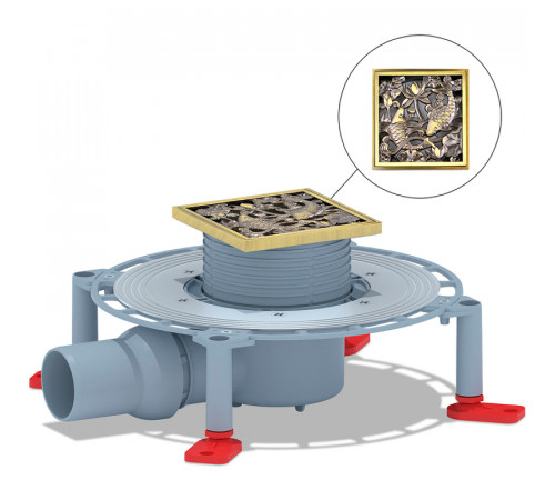 Душевой трап Bronze de Luxe Рыбы 21980-5602 с решеткой Бронза