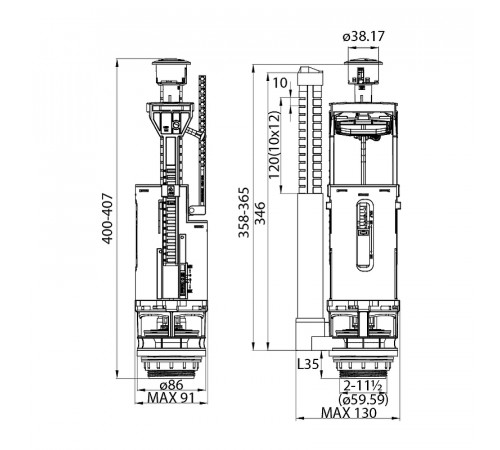 Сливная арматура Iddis F012400-01K с нижней подводкой (тип А)