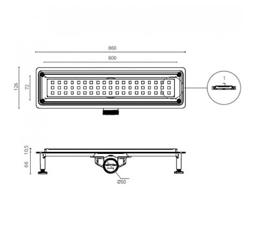 Душевой лоток Ctesi Flow Square Gold 80 BK4024650/1 с решеткой Золото