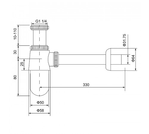 Сифон для раковины Timo 960/18L Черное золото