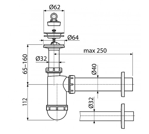 Сифон для раковины Koller Pool R40LC Белый