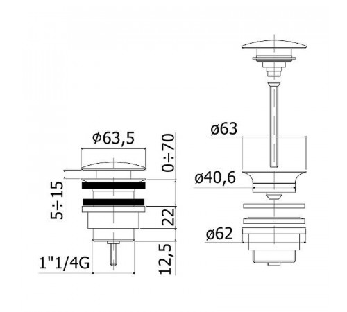 Донный клапан Paffoni Light ZSCA050HG Сlick-Сlack Золото