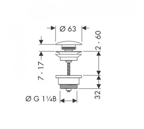 Донный клапан Hansgrohe 50100340 click-clack Шлифованный черный хром