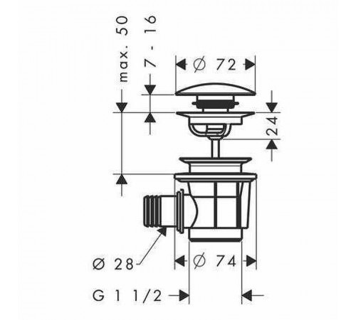 Донный клапан Hansgrohe 50107000 click-clack Хром