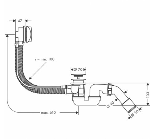 Слив-перелив Hansgrohe Flexaplus 58143000 полуавтомат Хром