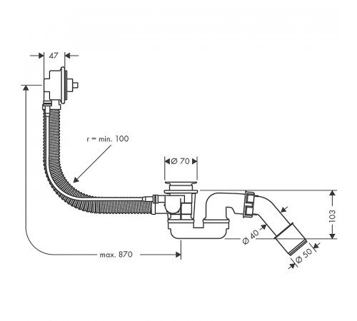 Слив-перелив Hansgrohe Flexaplus 58141180 полуавтомат Белый