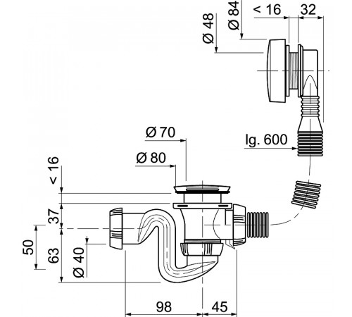 Слив-перелив Wirquin SB600 30717569 полуавтомат Хром