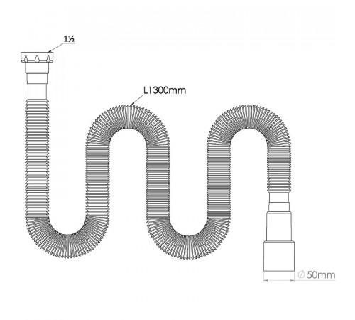 Гибкая труба Nova 1335 с гайкой 1 1/2 1300 мм, выход d40/50 мм с плоской прокладкой