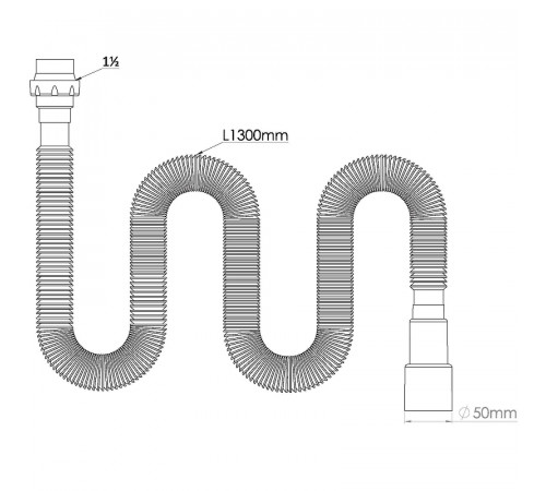 Гибкая труба Nova 1345 с гайкой 1 1/2 1300 мм, выход d40/50 мм с конусной прокладкой