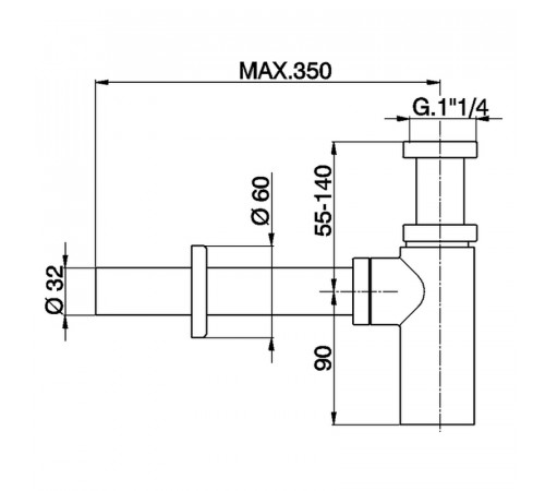 Сифон для раковины Cisal ZA00404240 Черный матовый