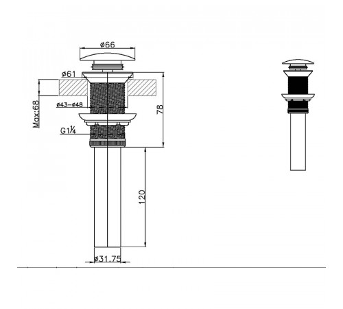 Донный клапан Bravat P6420BW-ENG Черный