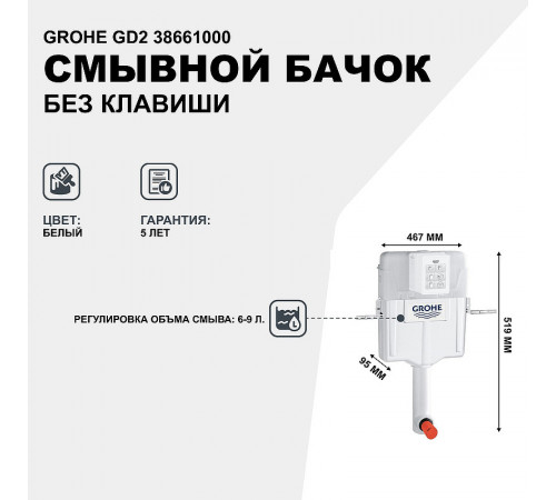 Смывной бачок Grohe GD2 38661000 без клавиши