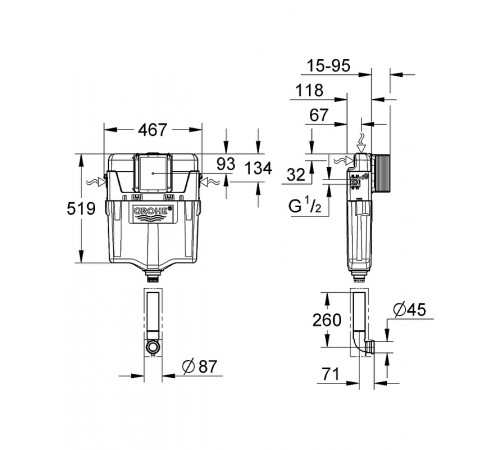 Смывной бачок Grohe GD2 38661000 без клавиши