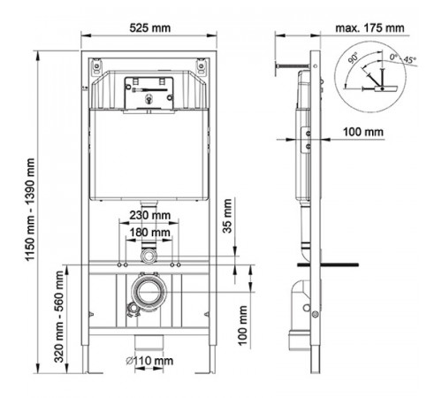 Инсталляция Berges Novum D5 040235 для унитаза с Черной клавишей смыва