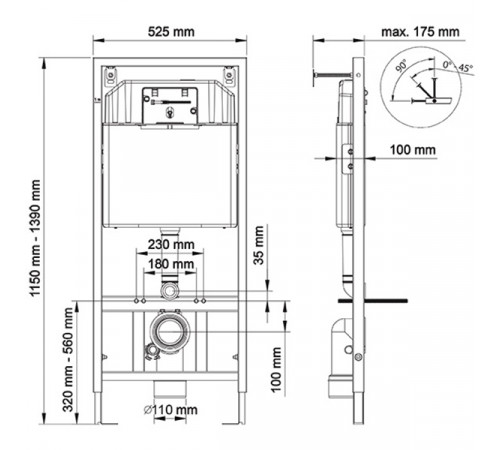 Инсталляция Berges Novum 525 040000 для унитаза без клавиши смыва