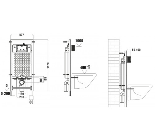 Инсталляция WeltWasser WW Marberg 507 10000005949 для унитаза без клавиши смыва