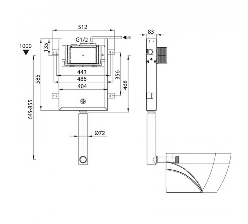 Смывной бачок Iddis Optima Home OPH0W0Ci32K скрытого монтажа с Белой клавишей смыва