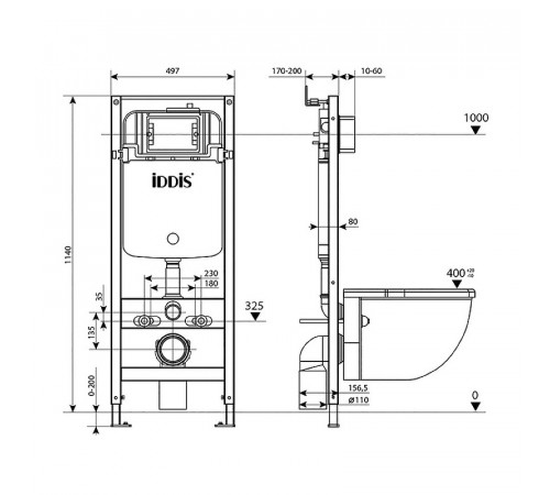 Инсталляция Iddis Optima Home OPH0000i32K для унитаза с Белой клавишей смыва