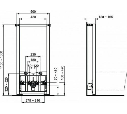 Монтажная рама Ideal Standard Prosys R016267 для биде Белая