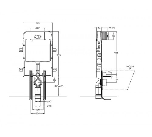 Инсталляция BelBagno BB020 для унитаза без клавиши смыва