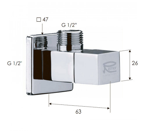 Запорный вентиль Remer 128S1212 Хром