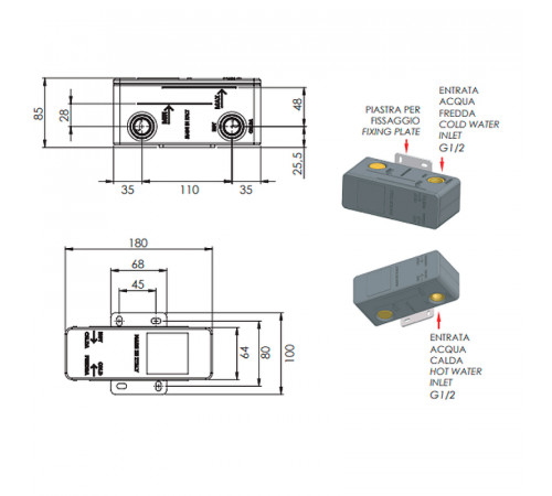 Скрытая часть для смесителя Remer RRBOX15 G 1/2