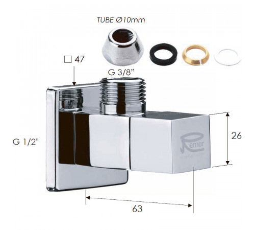 Запорный вентиль Remer 128S1210 Хром