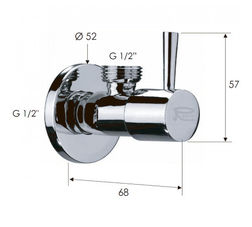 Запорный вентиль Remer 128L1212 Хром