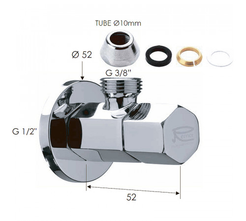 Запорный вентиль Remer 128E1210 Хром Запорный вентиль Remer 128E1210 Хром