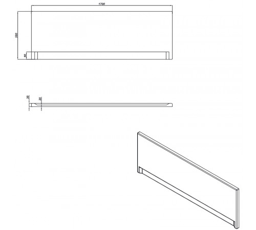 Фронтальная панель для ванны Cersanit Universal Type 1 170 63328 (P-PA-LOREANA*170) Белая