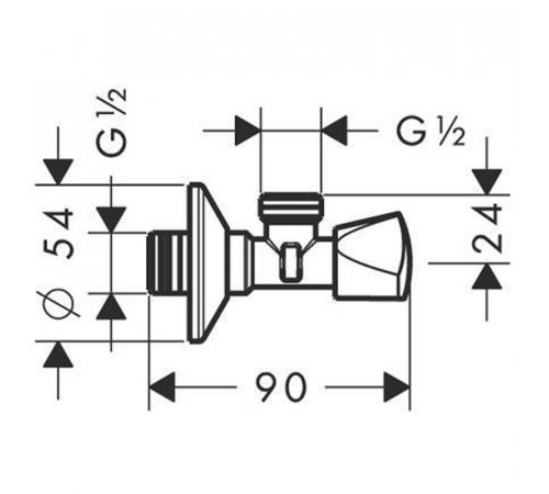 Запорный вентиль Hansgrohe 13903000 угловой Хром
