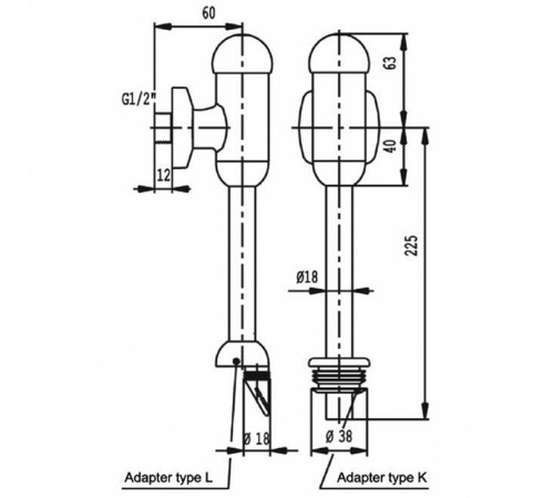 Смывное устройство для писсуара Ideal Standard B6928AA Хром