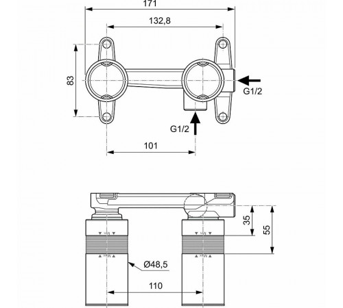 Скрытая часть для смесителя Ideal Standard A1313NU G 1/2