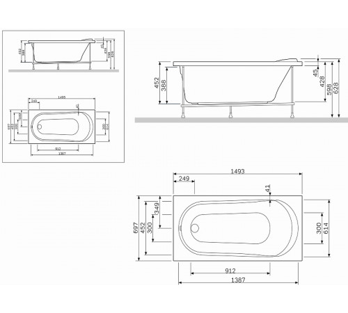 Фронтальная панель для ванны AM.PM Joy/Spirit 150 W85A-150-070W-P Белая