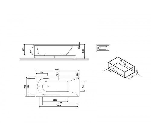 Фронтальная панель для ванны AM.PM Spirit 170 W72A-170-075W-P2 Белая