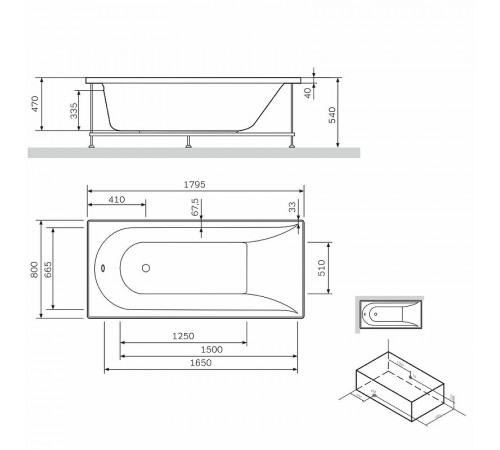 Фронтальная панель для ванны AM.PM Spirit 180 W72A-180-080W-P2 Белая