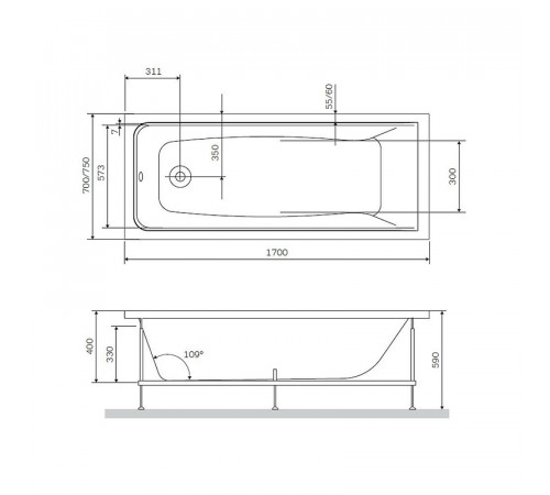 Каркас для ванны AM.PM Like W80A-170-070W-R Сталь