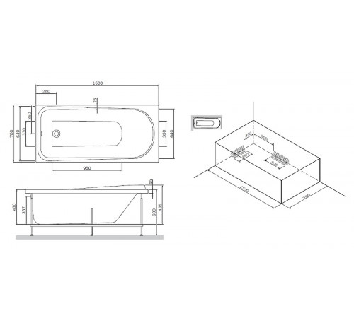 Фронтальная панель для ванны AM.PM Like 150 W80A-150-070W-P Белая