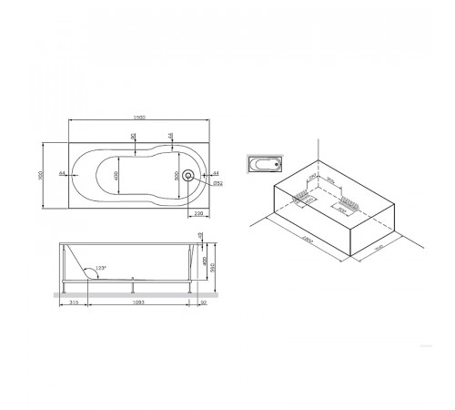 Каркас для ванны AM.PM X-Joy 150x70 W88A-150-070W-R Серый