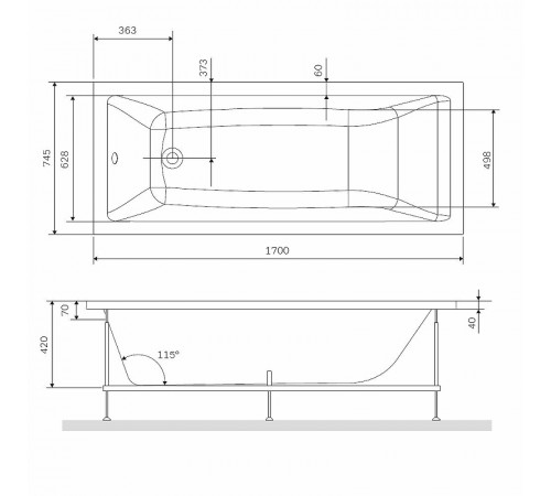 Каркас для ванны AM.PM Gem 170x75 W93A-170-075W-R Серый