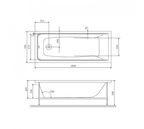 Каркас для ванны AM.PM Gem 150x70 W90A-150-070W-R Серый