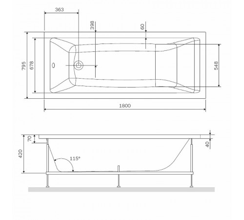 Каркас для ванны AM.PM Gem 180x80 W93A-180-080W-R Серый