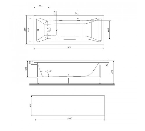 Фронтальная панель для ванны AM.PM Gem 150 W93A-150-070W-P Белая