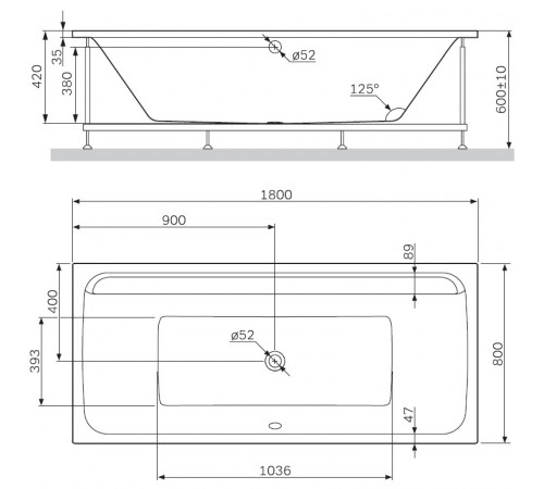 Каркас для ванны AM.PM Inspire V2.0 W52A-180-080W-R Серый