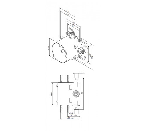 Скрытая часть смесителя AM.PM MultiDock F100100 G 1/2