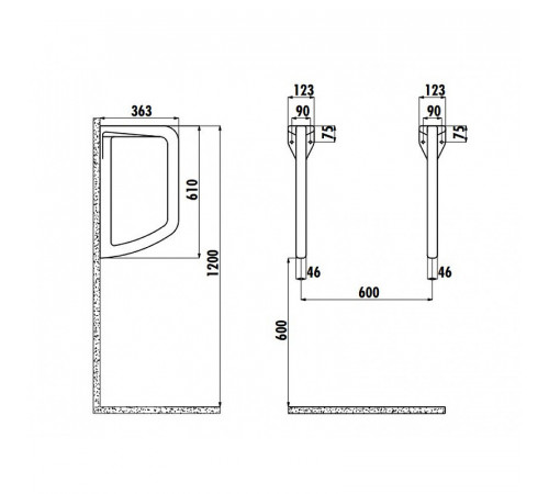 Перегородка для писсуаров Creavit TP660-00CB00E-0000 Белая